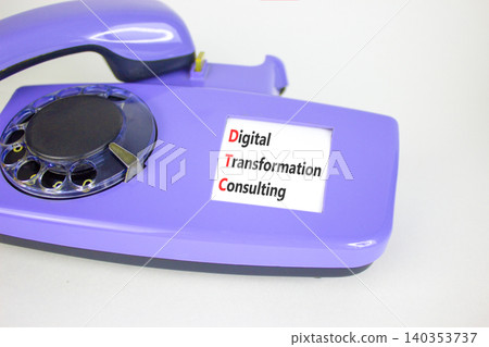 DTC digital transformation consulting symbol. Concept words DTC digital transformation consulting on beautiful old disk phone. Beautiful white background. Business DTC concept. Copy space. DTC digital transformation consulting symbol. Concept words DTC digital transformation consulting on beautiful old disk phone. Beautiful white background. Business DTC concept. Copy space. 140353737