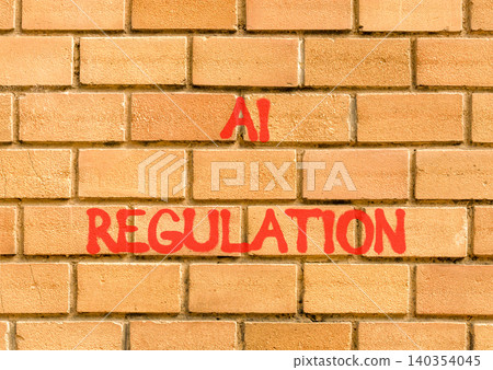 AI regulation symbol. Concept words AI artificial intelligence regulation on beautiful brick wall. Beautiful brick wall background. Business AI artificial intelligence regulation concept. Copy space. AI regulation symbol. Concept words AI artificial intelligence regulation on beautiful brick wall. Beautiful brick wall background. Business AI artificial intelligence regulation concept. Copy space. 140354045