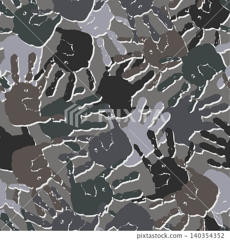 Seamless camo gray pattern with handprints Seamless camo gray pattern with handprints 140354352