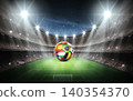 Stadium and nations teams flags	 140354370