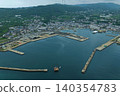 An aerial photograph overlooking Tateura Fishing Port on Ikitsuki Island in Hirado City, Nagasaki Prefecture. 140354783