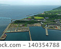 Aerial photograph of Ikitsuki Bridge and Tateura Fishing Port in Hirado City, Nagasaki Prefecture. 140354788