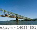 The Limited Express Uzushio train runs across the Yoshinogawa Bridge between Sako Station and Yoshinari Station on the Kotoku Line in Tokushima Prefecture. 140354801