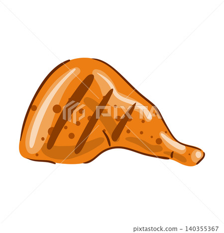 Fried chicken leg illustration with crispy skin texture, isolated on a white background. Fried chicken leg illustration with crispy skin texture, isolated on a white background. 140355367