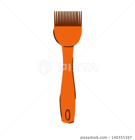 Orange silicone pastry brush vector illustration with dark bristles, isolated on a white. Basting tool graphic. Orange silicone pastry brush vector illustration with dark bristles, isolated on a white. Basting tool graphic. 140355387