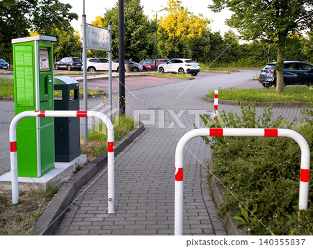 Parking payment machine and parking barriers Parking payment machine and parking barriers 140355837