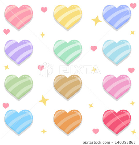 Cute colorful striped heart shape vector elements collection 140355865