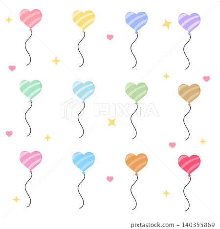 Cute colorful striped heart balloon vector elements collection Cute colorful striped heart balloon vector elements collection 140355869