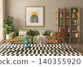 Mid century style conceptual dopamine interior room 140355920