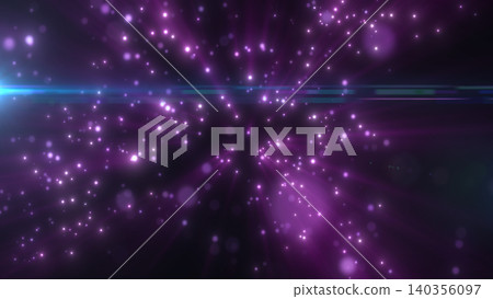 Abstract purple light particles radiating through dark space with glowing bokeh, streaks, and cinematic lens flare Abstract purple light particles radiating through dark space with glowing bokeh, streaks, and cinematic lens flare 140356097