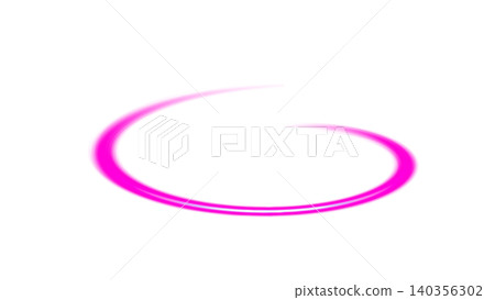 Pink glowing neon circular streak with light effect on transparent background, concept of magical energy and futuristic portal 140356302