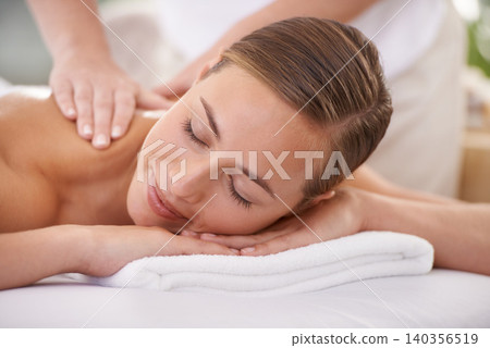 Spa, face and woman or hands with massage for relax, luxury treatment and happiness with towel. Person, calm and masseuse for body care, pain relief and comfort with smile, wellness and skincare Spa, face and woman or hands with massage for relax, luxury treatment and happiness with towel. Person, calm and masseuse for body care, pain relief and comfort with smile, wellness and skincare 140356519