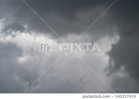 Foreboding weather scene with textured clouds and diffused light. Intense storm cloud formation with dramatic contrast and ominous atmosphere for forecasting visuals Foreboding weather scene with textured clouds and diffused light. Intense storm cloud formation with dramatic contrast and ominous atmosphere for forecasting visuals 140357419