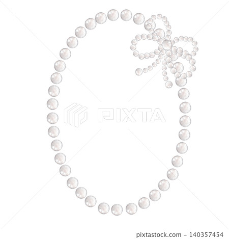 Oval pearl frame with bead bow detail. Watercolor hand painted composition for invitations, greeting cards, stationery, scrapbook projects, wedding designs and wall art. Oval pearl frame with bead bow detail. Watercolor hand painted composition for invitations, greeting cards, stationery, scrapbook projects, wedding designs and wall art. 140357454