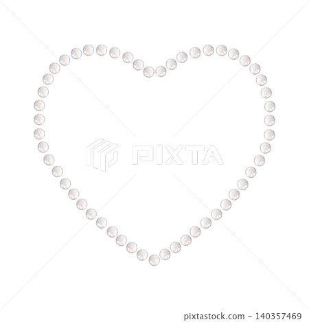Heart shaped pearl frame formed from watercolor bead elements. Hand painted composition for invitations, greeting cards, stationery, wedding projects, scrapbook pages and wall art. 140357469
