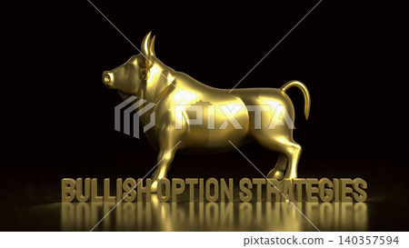 Golden Bullish Option Strategies Investment Concept Display 3d render. Golden Bullish Option Strategies Investment Concept Display 3d render. 140357594