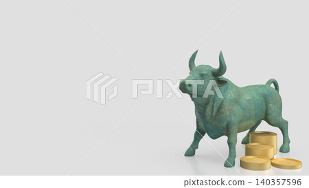 Bull Market Wealth Concept With Coins On White Background 3d render. Bull Market Wealth Concept With Coins On White Background 3d render. 140357596