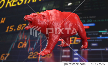 Red Bear Market Warning On Digital Trading Screen 3d render. Red Bear Market Warning On Digital Trading Screen 3d render. 140357597