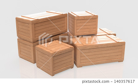 Wooden Cargo Crates For Warehouse Storage 3d render. 140357617