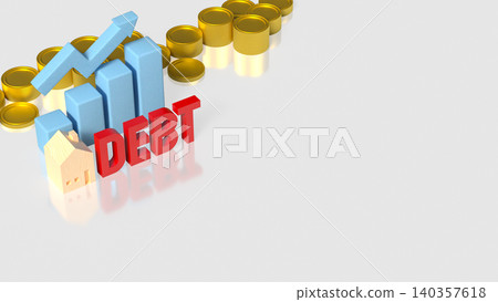 Rising Home Debt With Financial Growth Chart 3d render. Rising Home Debt With Financial Growth Chart 3d render. 140357618