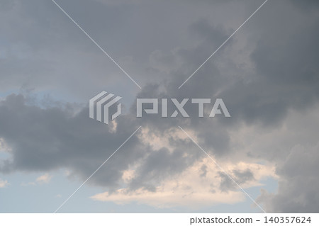 Dusky clouds with warm highlights. Serene sunset over layered cloud formations. Photographer captures peaceful sunset scene with soft lighting and layered cloud textures Dusky clouds with warm highlights. Serene sunset over layered cloud formations. Photographer captures peaceful sunset scene with soft lighting and layered cloud textures 140357624