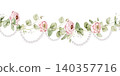 Eucalyptus watercolor greenery garland border with flowing branches and space above and below for text. Suitable for wedding stationery, greeting cards, branding and botanical projects. 140357716