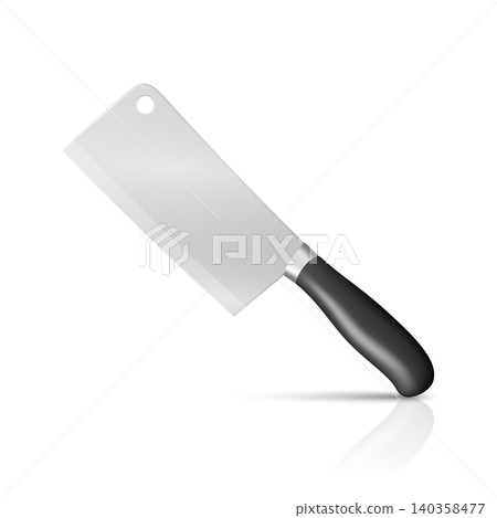 Vector Chef Knife, Isolated. Kitchen Cooking Knife with Black Handle. Professional Stainless Steel Blade for Food Preparation. Restaurant and Home Cooking Utensil 140358477