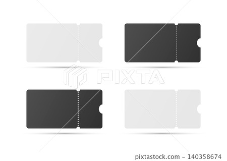 Vector Perforated Ticket Stub Template Set. Blank Admission, Event Tickets for Cinema, Theater, Concert, Festival. Voucher and Coupon. Black and White Tear-Off Design, Isolated, Front View Vector Perforated Ticket Stub Template Set. Blank Admission, Event Tickets for Cinema, Theater, Concert, Festival. Voucher and Coupon. Black and White Tear-Off Design, Isolated, Front View 140358674