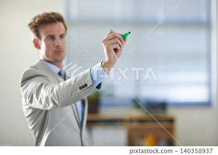 Businessman, marker and hand drawing on screen for presentation, sketch and writing in office workshop. Pen, professional and touchscreen for idea, technology and serious teacher on virtual board Businessman, marker and hand drawing on screen for presentation, sketch and writing in office workshop. Pen, professional and touchscreen for idea, technology and serious teacher on virtual board 140358937