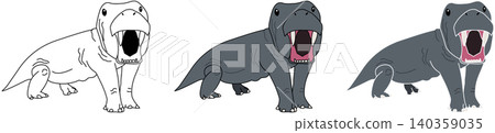 A set of stylized illustrations of Inostrancevia from the Permian period. A set of stylized illustrations of Inostrancevia from the Permian period. 140359035