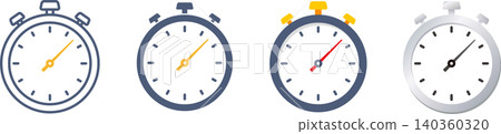 A set of icons and illustrations of various analog stopwatches. A set of icons and illustrations of various analog stopwatches. 140360320