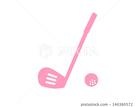 Pink golf club and ball silhouette icon; sports/golf image Pink golf club and ball silhouette icon; sports/golf image 140360572