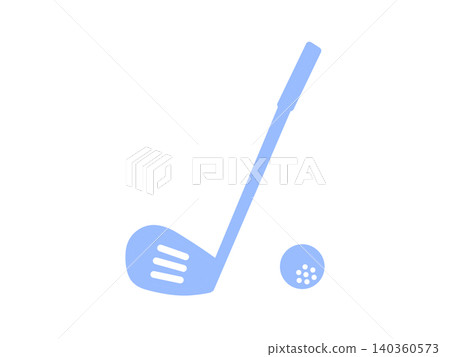 Light blue golf club and ball silhouette icon; sports/golf image Light blue golf club and ball silhouette icon; sports/golf image 140360573