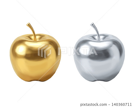 Metallic apples (gold and silver), without leaves. Metallic apples (gold and silver), without leaves. 140360711