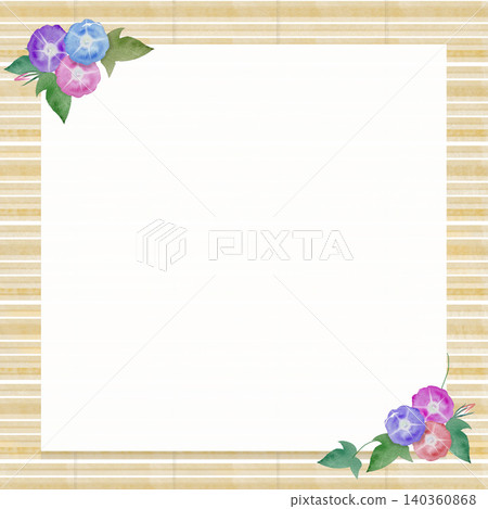 水彩方形百葉窗和牽牛花背景 140360868