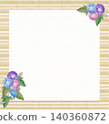 Watercolor morning glories and bamboo blind square background frame 140360872