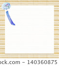 Blue morning glory wind chimes and bamboo blind background illustration 140360875