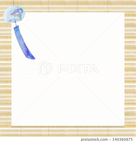 Blue morning glory wind chimes and bamboo blind background illustration Blue morning glory wind chimes and bamboo blind background illustration 140360875