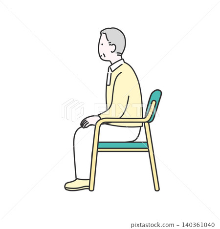 An illustration depicting an elderly man sitting down. 140361040