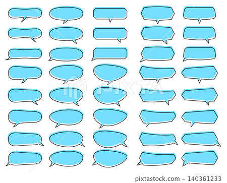 Light blue and lined speech bubble set Light blue and lined speech bubble set 140361233