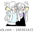 Simple illustrations of women cheering 140361415