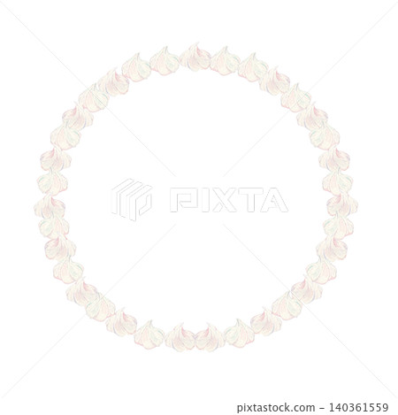 Round frame of whipped cream / piping / watercolor illustration Round frame of whipped cream / piping / watercolor illustration 140361559