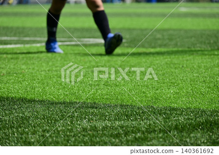 training of soccer on green grass artificial training of soccer on green grass artificial 140361692