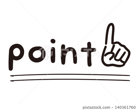 下劃線的單字「point」和一個舉起食指的手（向量圖） 140361760