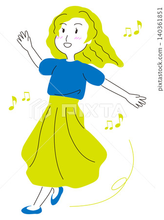 A young woman spinning to the music A young woman spinning to the music 140361851
