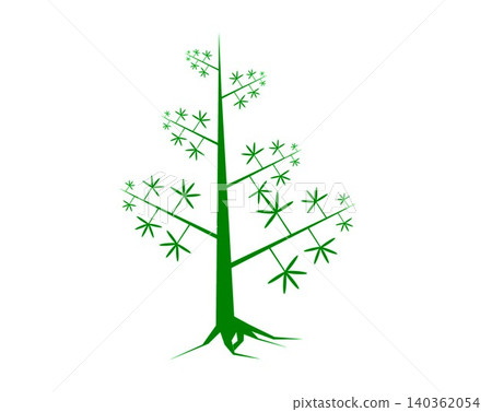 Green ceiba pentandra kapok tree illustration on white background, simple nature graphic design 140362054