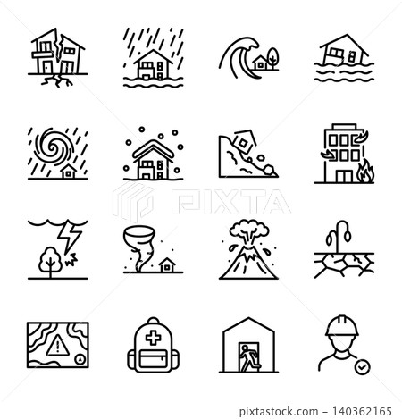 Simple Icon Set | Disaster Prevention, Evacuation, and Business Continuity Planning Simple Icon Set | Disaster Prevention, Evacuation, and Business Continuity Planning 140362165
