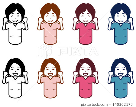 【髮型/髮色變化】一位面帶微笑的女護士為你加油打氣的圖示。第二部分 140362173