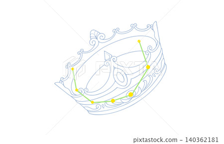 Color line art illustration of Corona Borealis (a picture of a crown and constellation lines) 140362181