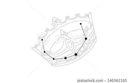 Monochrome line drawing illustration of Corona Borealis (a picture of a crown and constellation lines) Monochrome line drawing illustration of Corona Borealis (a picture of a crown and constellation lines) 140362185